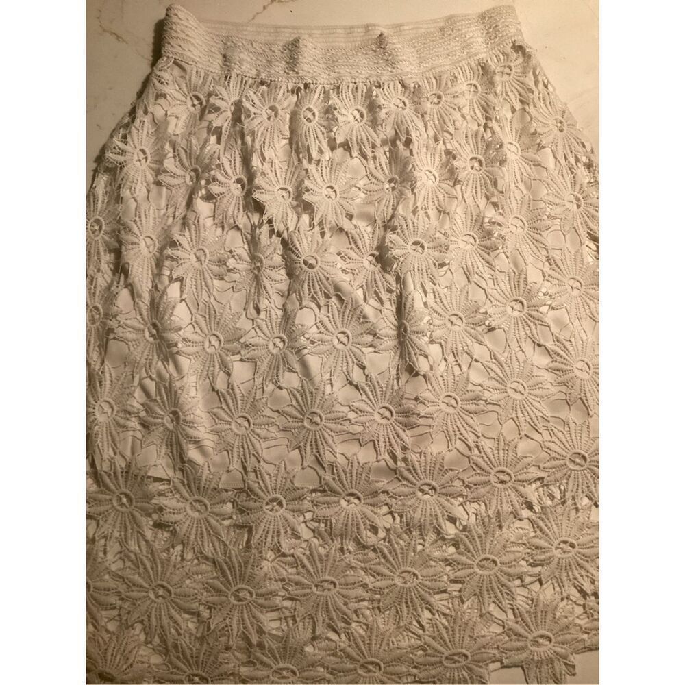 Studio West Apparel Lined Floral Lace Skirt Midi Sz XL Elastic Waist